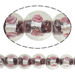 Grânulos Lampwork de folha de prata, vidrilho, Roda, 14mm, Buraco:Aprox 2mm, 100PCs/Bag, vendido por Bag