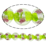 Silver Foil Lampwork, Ronde, zilverfolie, 14mm, Gat:Ca 2mm, 100pC's/Bag, Verkocht door Bag