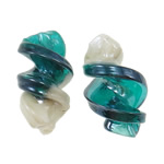 Plated Χάντρες Lampwork, Γυάλινα, Έλιξ, επιχρυσωμένο, 30x16mm, Τρύπα:Περίπου 2mm, 100PCs/τσάντα, Sold Με τσάντα