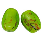 Χάντρες Lampwork, Γυάλινα, Ωοειδής, χειροποίητο, πράσινος, 29x22x12mm, Τρύπα:Περίπου 2mm, 100PCs/τσάντα, Sold Με τσάντα