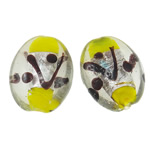 الخرز الفضي Lampwork احباط, امبورك, بيضوي, الفضة احباط, أصفر, 30x23x12mm, حفرة:تقريبا 2mm, 100أجهزة الكمبيوتر/حقيبة, تباع بواسطة حقيبة