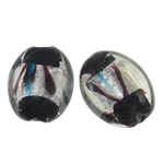 Silver Foil Lampwork, Ovaal, zilverfolie, zwart, 30x23x12mm, Gat:Ca 2mm, 100pC's/Bag, Verkocht door Bag