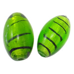 الخرز الفضي Lampwork احباط, امبورك, بيضوي, الفضة احباط, أخضر, 30x18mm, حفرة:تقريبا 2mm, 100أجهزة الكمبيوتر/حقيبة, تباع بواسطة حقيبة