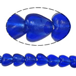 Silver Foil Lampwork Beads Heart dark blue Approx 2mm Sold By Bag