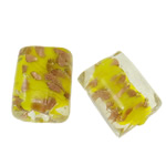 Gold Sand Χάντρες Lampwork, Γυάλινα, Ορθογώνιο παραλληλόγραμμο, χρυσή άμμο, 20x15x12mm, Τρύπα:Περίπου 1-2mm, 100PCs/τσάντα, Sold Με τσάντα