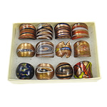 Lampwork fingerring, guld sand, blandede farver, 26x27x25mm, Hole:Ca. 17mm, Størrelse:7, 12pc'er/Box, Solgt af Box