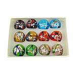 Anel de dedo de lampwork, vidrilho, areia de ouro e folha de prata, cores misturadas, 27x27x24mm, Buraco:Aprox 17mm, tamanho:7, 12PCs/box, vendido por box