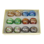 Anel de dedo de lampwork, vidrilho, areia de ouro e folha de prata, cores misturadas, 29x28x23mm, Buraco:Aprox 18mm, tamanho:8, 12PCs/box, vendido por box