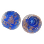 Gold Sand Χάντρες Lampwork, Γυάλινα, Γύρος, χρυσή άμμο, 12mm, Τρύπα:Περίπου 2mm, 100PCs/τσάντα, Sold Με τσάντα