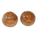 Gold Sand Χάντρες Lampwork, Γυάλινα, Γύρος, χρυσή άμμο, 12mm, Τρύπα:Περίπου 2mm, 100PCs/τσάντα, Sold Με τσάντα