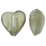 Silver Foil Lampwork, Hart, zilverfolie, cyaan, 15.50x16x10mm, Gat:Ca 2mm, 100pC's/Bag, Verkocht door Bag