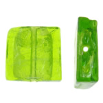 Perles murano feuille d'argent, chalumeau, cadre, vert olive, 20x20x6mm, Trou:Environ 2mm, 100PC/sac, Vendu par sac