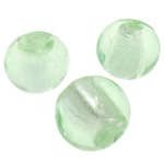 Perles murano feuille d'argent, chalumeau, Rond, vert clair, 10mm, Trou:Environ 2mm, 100PC/sac, Vendu par sac