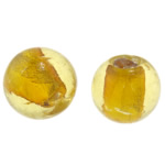 Silver Foil Lampwork, Ronde, zilverfolie, amber, 16mm, Gat:Ca 1.5mm, 100pC's/Bag, Verkocht door Bag