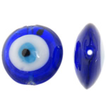 Evil Eye Lampeperler, Lampwork, Flad Rund, 20x20x10mm, Hole:Ca. 1.5mm, 100pc'er/Bag, Solgt af Bag