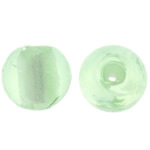 Grânulos Lampwork de folha de prata, vidrilho, Roda, verde, 12mm, Buraco:Aprox 2mm, 100PCs/Bag, vendido por Bag