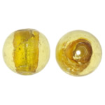 Ασημένιο Foil Lampwork Χάντρες, Γυάλινα, Γύρος, αλουμινόχαρτο, κεχριμπάρι, 12mm, Τρύπα:Περίπου 1.5mm, 100PCs/τσάντα, Sold Με τσάντα