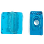 Silver Foil Lampwork Beads Square blue Approx 2mm Sold By Bag