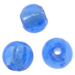 Grânulos Lampwork de folha de prata, vidrilho, Roda, azul céu, 6mm, Buraco:Aprox 1.5mm, 100PCs/Bag, vendido por Bag