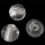 Silver Foil Lampwork, Ronde, zilverfolie, wit, 8mm, Gat:Ca 1.5mm, 100pC's/Bag, Verkocht door Bag