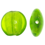 Perles murano feuille d'argent, chalumeau, Plat rond, vert olive, 20x20x10mm, Trou:Environ 2mm, 100PC/sac, Vendu par sac