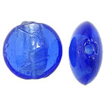 Silver Foil Lampwork, Rond plat, zilverfolie, zuur blauw, 15x15x8.50mm, Gat:Ca 1mm, 100pC's/Bag, Verkocht door Bag