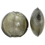 Silver Foil Lampwork, Rond plat, zilverfolie, grijs, 19.5-21x19-20x9.5-10mm, Gat:Ca 2mm, 100pC's/Bag, Verkocht door Bag