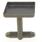 Messing Manchetknapper Fund, Square, antik bronze farve forgyldt, bly & cadmium fri, 17x17x2.5mm,  16.5mm, 4x18mm, Indvendig diameter:Ca. 16x16mm, 150pc'er/Bag, Solgt af Bag