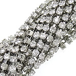 Latão Rhinestone Garra Cadeia, cobre, banhado, com strass, cor de platina, níquel, chumbo e cádmio livre, 2mm, comprimento 120 quintalquintal, vendido por Lot