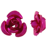 Aluminium blomst perler, Flower, malede, fuchsia pink, 8x8.50x5mm, Hole:Ca. 1.1mm, 950pc'er/Bag, Solgt af Bag