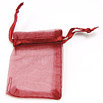 Sieraden Koord Tassen, Organza, doorschijnend, rood, 50x70mm, 100/