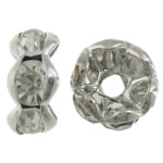 Strass Spacers, Messing, Donut, platinum plated, met strass, nikkel, lood en cadmium vrij, 8x8x3.50mm, Gat:Ca 1.8mm, 1000pC's/Bag, Verkocht door Bag