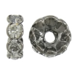 Strass Spacers, Messing, Donut, platinum plated, met strass, 10x10x3.80mm, Gat:Ca 2mm, 500pC's/Bag, Verkocht door Bag