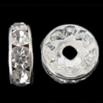 Rhinestone Spacers, Mesing, Uštipak, srebrne boje pozlaćen, s Rhinestone, nikal, olovo i kadmij besplatno, 10x10x4mm, Rupa:Približno 2.5mm, 500računala/Torba, Prodano By Torba