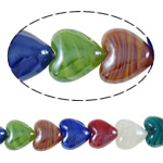 Plattierte Lampwork Perlen, Herz, innen Twist, gemischte Farben, 20x21x13mm, Bohrung:ca. 2-2.5mm, Länge ca. 14.5 ZollInch, 10SträngeStrang/Menge, ca. 20PCs/Strang, verkauft von Menge