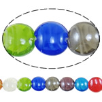 Miçangas Lampwork chapeado, vidrilho, Roda plana, platinado, twister interno, cores misturadas, 16x9mm, Buraco:Aprox 2-2.5mm, comprimento Aprox 13.5 inchaltura, 10vertentespraia/Lot, Aprox 25PCs/Strand, vendido por Lot