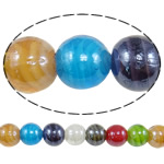 Plated Lampworkkralen, Lampwork, Ronde, gemengde kleuren, 14mm, Gat:Ca 2-2.5mm, Lengte 12.5 inch, 10strengen/Lot, Verkocht door Lot