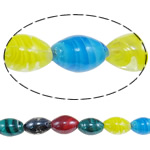 Miçangas Lampwork chapeado, vidrilho, Oval, platinado, twister interno, cores misturadas, 18x12mm, Buraco:Aprox 2-2.5mm, comprimento Aprox 13 inchaltura, 10vertentespraia/Lot, Aprox 20PCs/Strand, vendido por Lot