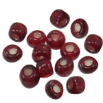 Sølv Foret Glass Seed Beads, Glas Seed Beads, Rondelle, dybrød, 3x3.60mm, Hole:Ca. 1mm, Solgt af Bag