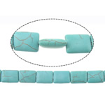 Perles turquoises, turquoise synthétique, rectangle, bleu turquoise, 16x12x5-6mm, Trou:Environ 1.2mm, Longueur Environ 15 pouce, 20Strandstoron/lot, Vendu par lot