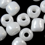 Pastel glas rocailles, Ronde, Ceylon, wit, 2x3mm, Gat:Ca 1mm, Verkocht door Bag