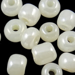 Missangas de vidro de Ceilão, Roda, branco, 3x3.60mm, Buraco:Aprox 1mm, vendido por Bag