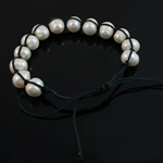 Freshwater Pearl Woven Ball Armbånd, Ferskvandsperle, med Voks, håndlavet, hvid, 9-10mm, Længde 7 inch, 10Strands/Bag, Solgt af Bag