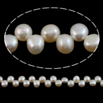 Coirníní Bharócach saothraithe Diúilicín Péarla, Pearl Fionnuisce, bán, 7-8mm, Poll:Thart 0.8mm, Díolta Per 15 Inse Snáithe