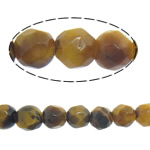 Perles oeil de tigre, Rond, jaune de terre, 4mm, Longueur Environ 15 pouce, 10Strandstoron/lot, Vendu par lot