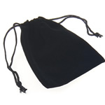 Velveteen Drawstring Pouches Rectangle black Sold By Lot