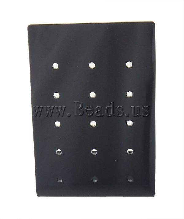 Présentoir bijoux de mode, verre organique, rectangle, noire, 80x118x48mm, 20PC/lot, Vendu par lot