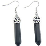 Brass Drop Earring Black Agate brass earring hook Sold By Lot