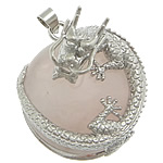 Pendentifs quartz naturel, quartz rose, avec laiton, dragon, 31x36x14mm, Trou:Environ 4x5mm, 10PC/sac, Vendu par sac