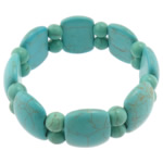 Bracelets turquoises de mode, turquoise synthétique, bleu turquoise, 17-15X20-22mm, 8mm, Longueur Environ 7 pouce, 20Strandstoron/lot, Vendu par lot